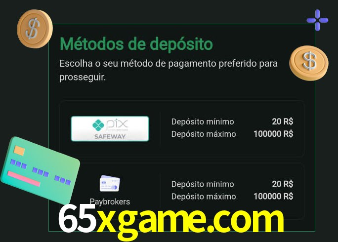 O cassino 65xgame.com oferece uma grande variedade de métodos de pagamento